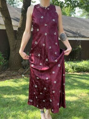 Vintage Silky Floral Maxi Dress